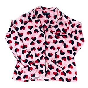 Kate Spade New York Heart Print Pajama Top Pink Small Loungewear